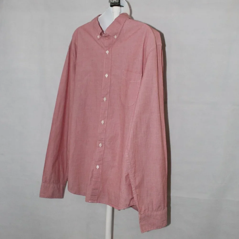 J. Crew Secret Wash Shirting Stretch Men's Pink Slim Long Sleeve Button Down XL
